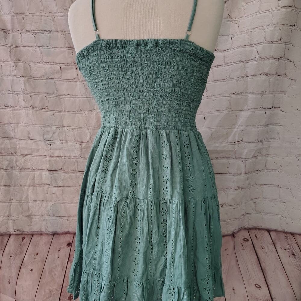 Angie Sage Green Eyelet Mini Dress - Picture 4 of 6
